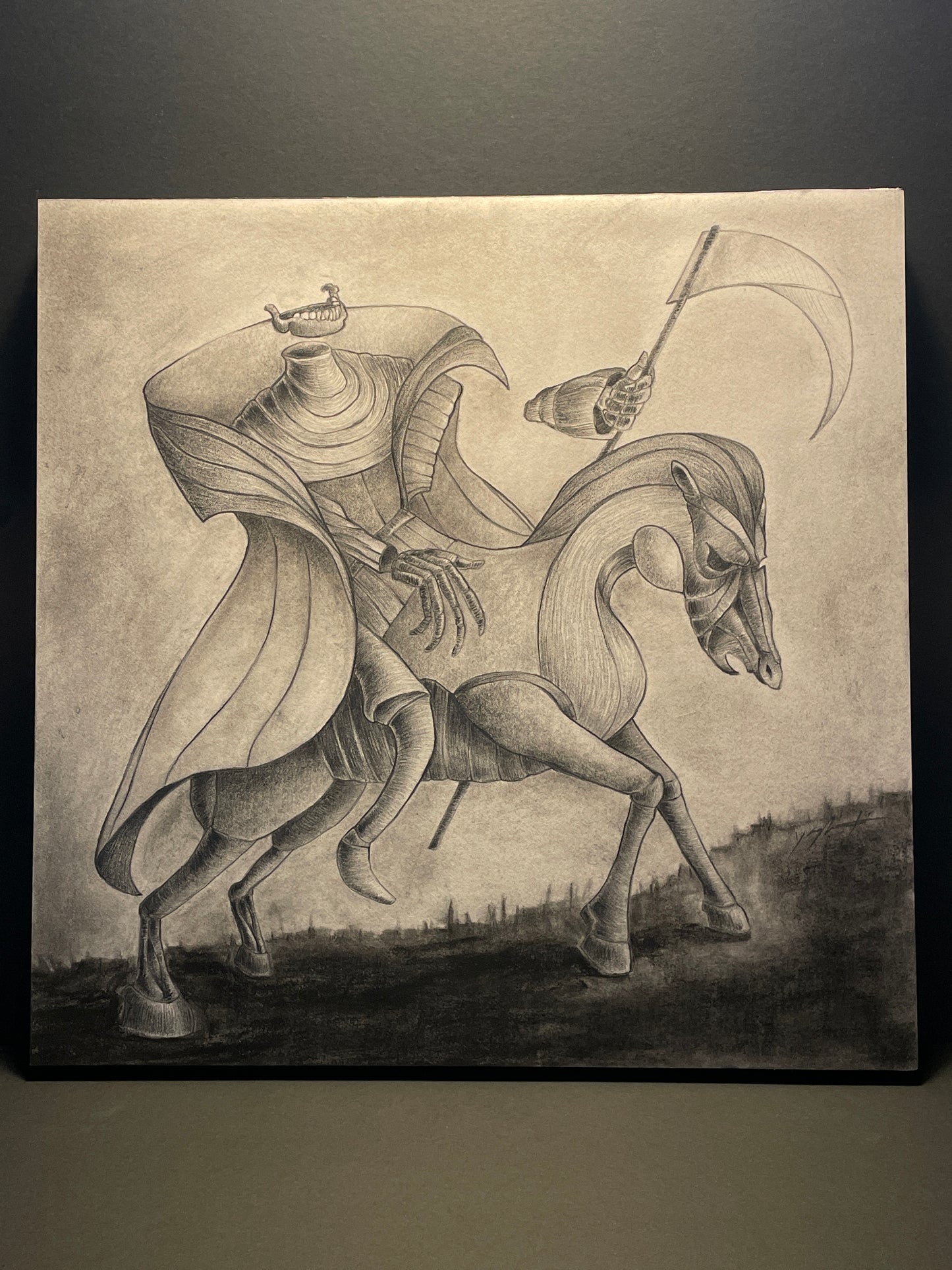 The Horseman - Mixed Media Drawing on Board