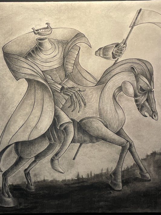 The Horseman - Mixed Media Drawing on Board