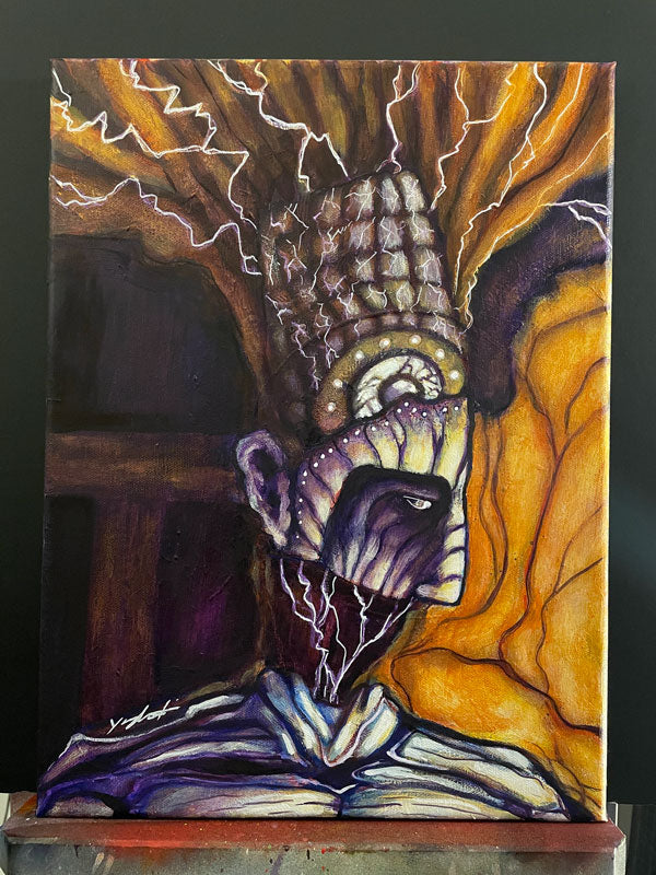 Mind Brain II (Frankenstein) - Mixed Media Painting on Canvas