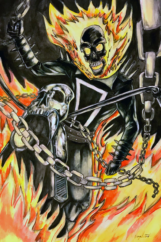 Marvel Comics "Ghost Rider" - Watercolor Marker and Ink on Paper