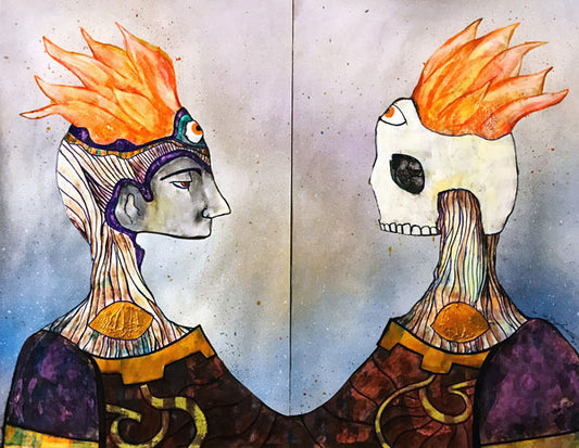 Hubris of Zoroaster Diptych - Mixed Media Drawing on Paper